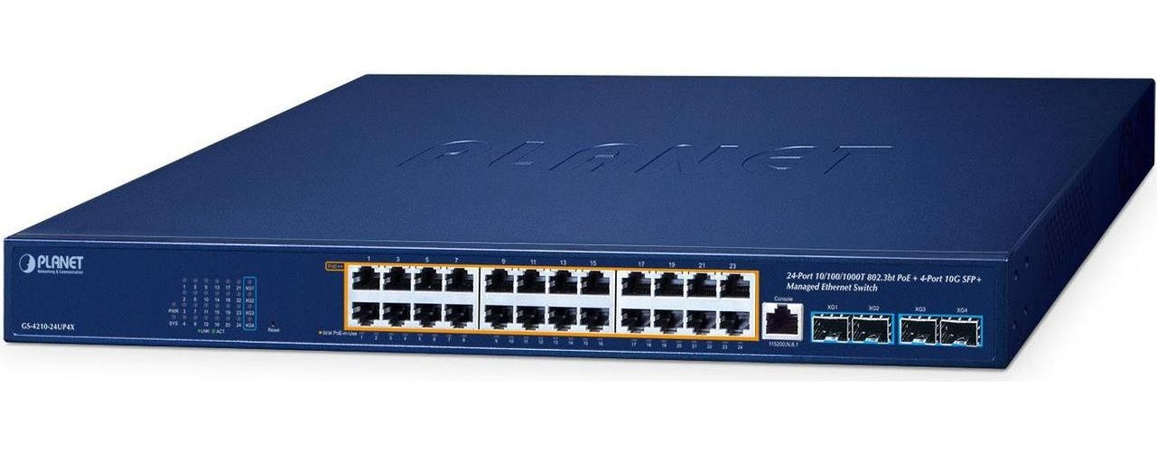 Planet 24-Port 10/100/1000T 802.3bt Ethernet Switch (GS-4210-24UP4X) afbeelding 1