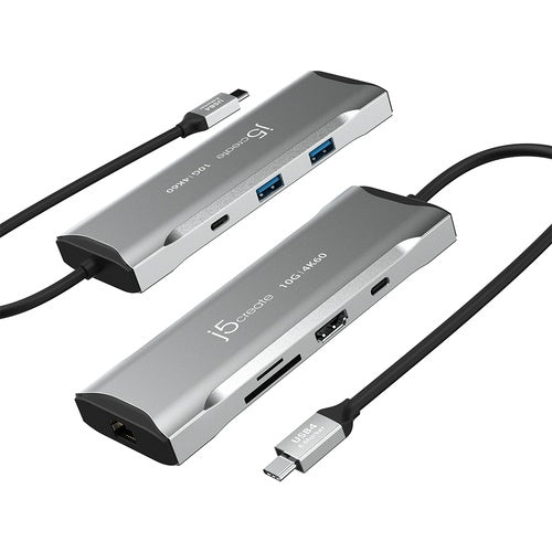 j5create JCD393-N 4K60 Elite USB-C® 10Gbps Mini Dock - Kabelgebunden - USB 3.2 Gen 1 (3.1 Gen 1) Type-C - 100 W - 10,100,1000 Mbit/s - Grau - Space Grey (JCD393-N) afbeelding 1