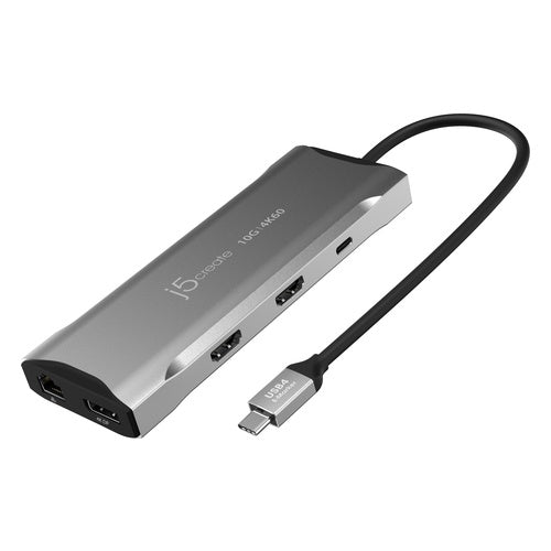 j5create JCD397-N 4K60 Elite USB-C® Multi-Monitor Mini Dock - Kabelgebunden - USB 3.2 Gen 1 (3.1 Gen 1) Type-C - 100 W - 1.4a - 10,100,1000 Mbit/s - Grau (JCD397-N) afbeelding 1