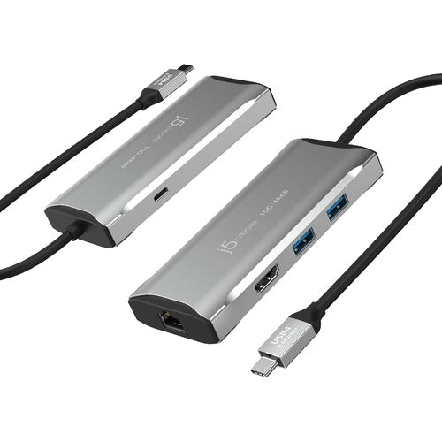j5create JCD392-N 4K60 Elite USB-C® 10Gbps Travel Dock - Kabelgebunden - USB 3.2 Gen 1 (3.1 Gen 1) Type-C - 100 W - 10,100,1000 Mbit/s - Grau - Space Grey (JCD392-N) afbeelding 1