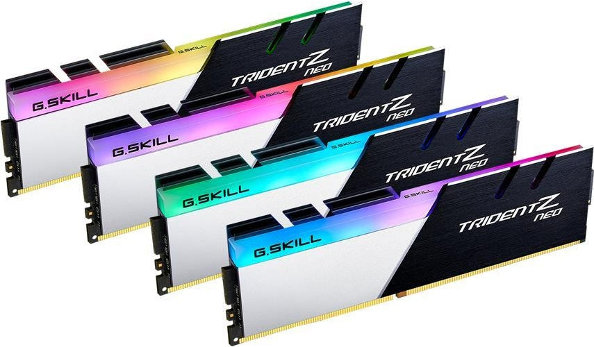 G.Skill TridentZ Neo Series - DDR4 - 32 GB: 4 x 8 GB - DIMM 288-PIN - 3600 MHz / PC4-28800 - CL18 - 1.35 V - ungepuffert - non-ECC - Brushed Black, Gebürstetes Aluminium / Schwarz, Silber pulverbeschichtet (F4-3600C18Q-32GTZN) afbeelding 1