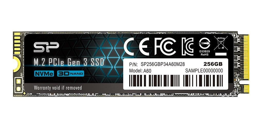 SILICON POWER P34A60 - SSD - 256GB - intern - M.2 2280 - PCIe 3.0 x4 (NVMe) (SP256GBP34A60M28) afbeelding 1