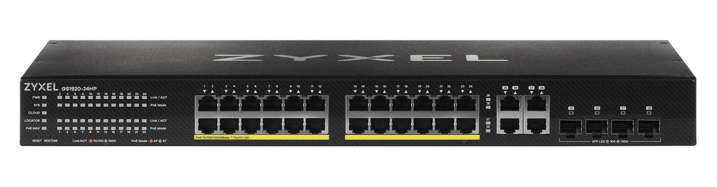 Zyxel GS1920-24HPv2 - Switch - Smart - 24 x 10/100/1000 (PoE+) + 4 x Kombi-Gigabit-SFP + 4 x 10/100/1000 - an Rack montierbar - PoE+ (375 W) (GS192024HPV2-EU0101F) afbeelding 2