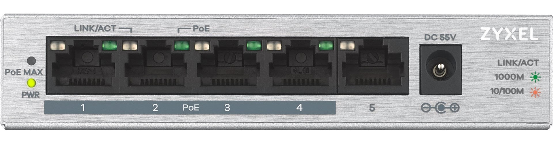Zyxel GS1005HP - Switch - unmanaged - 4 x 10/100/1000 (PoE+) + 1 x 10/100/1000 - wandmontierbar, Desktop - PoE (60 W) (GS1005HP-EU0101F) afbeelding 2
