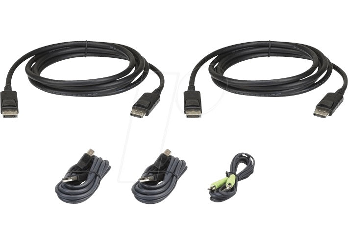 Aten 1,8 M USB DisplayPort Dual Display Secure KVM Kabel-Set - 1,8 m - USB - USB - DisplayPort - Schwarz - USB Type-A/3.5mm/DisplayPort (2L-7D02UDPX5) afbeelding 1