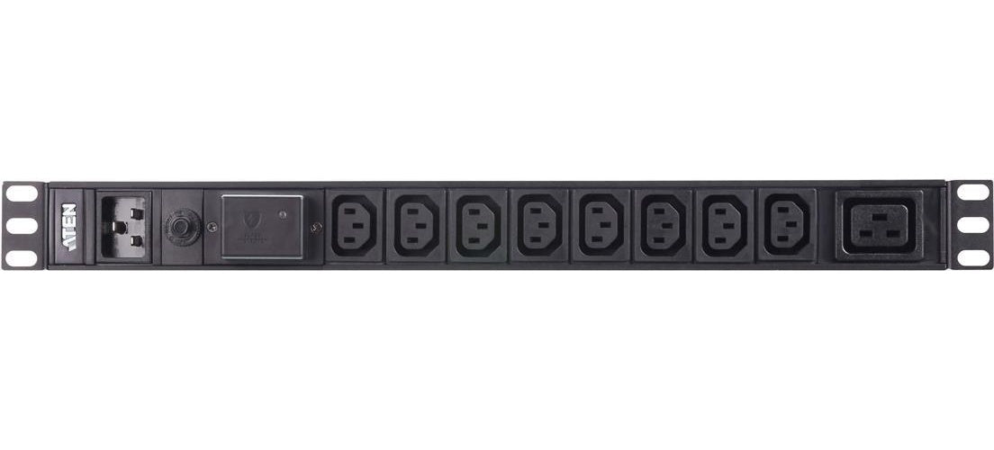 ATEN Basis 1 HE PDU mit Überspannungsschutz - Standard - 1U - Aluminium - Schwarz - 9 AC-Ausgänge - C13-Koppler - C19-Koppler (PE0209SG) afbeelding 1