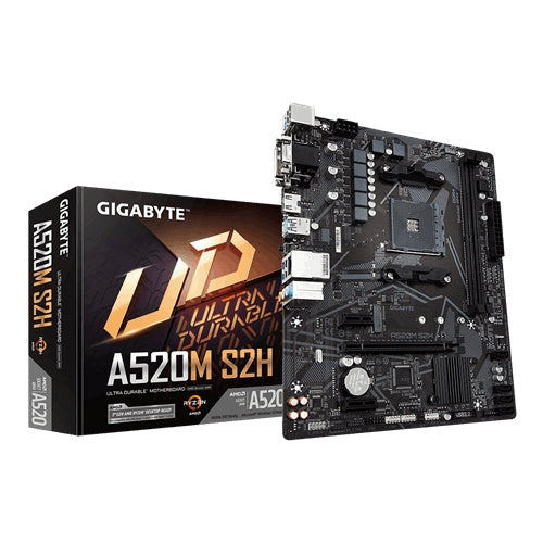 Gigabyte A520M S2H - 1,0 - Motherboard - micro ATX - Socket AM4 - AMD A520 Chipsatz - USB 3,2 Gen 1 - Gigabit LAN - Onboard-Grafik (CPU erforderlich) - HD Audio (8-Kanal) (A520M S2H) afbeelding 1