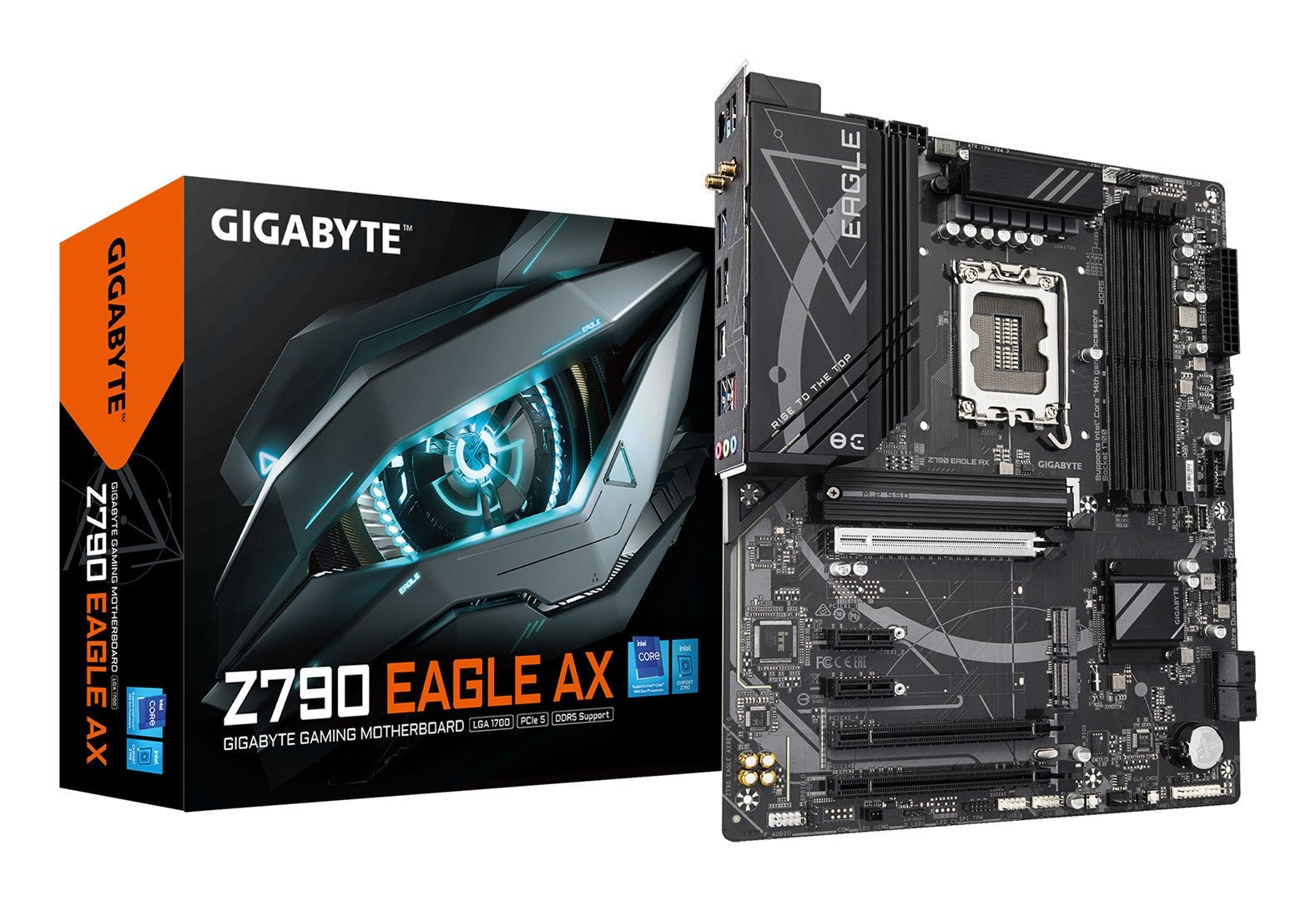 Gigabyte Z790 EAGLE AX - 1,0 - Motherboard - ATX - LGA1700-Sockel - Z790 Chipsatz - USB-C 3,2 Gen2, USB-C 3,2 Gen 1, USB 3,2 Gen 1, USB 3,2 Gen 2 - 2,5 Gigabit LAN, Wi-Fi, Bluetooth - Onboard-Grafik (CPU erforderlich) - HD Audio (8-Kanal) (Z790 EAGLE AX) afbeelding 1