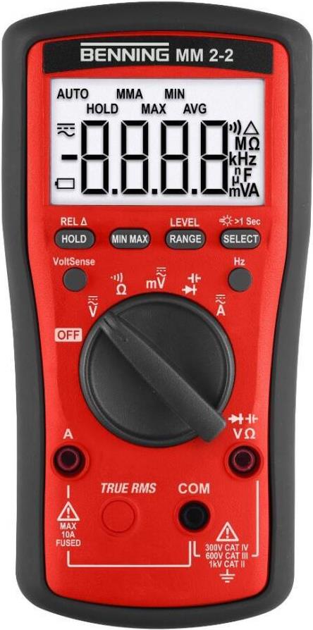 Benning MM 2-2 Handheld Multimeter Digital CAT II 1000V, CAT III 600V, CAT IV 300V 6000 Counts
