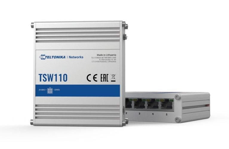 Teltonika TSW110 Netzwerk-Switch Unmanaged Gigabit Ethernet (10/100/1000) Power over Ethernet (PoE) Blau - Grau (TSW110) afbeelding 1