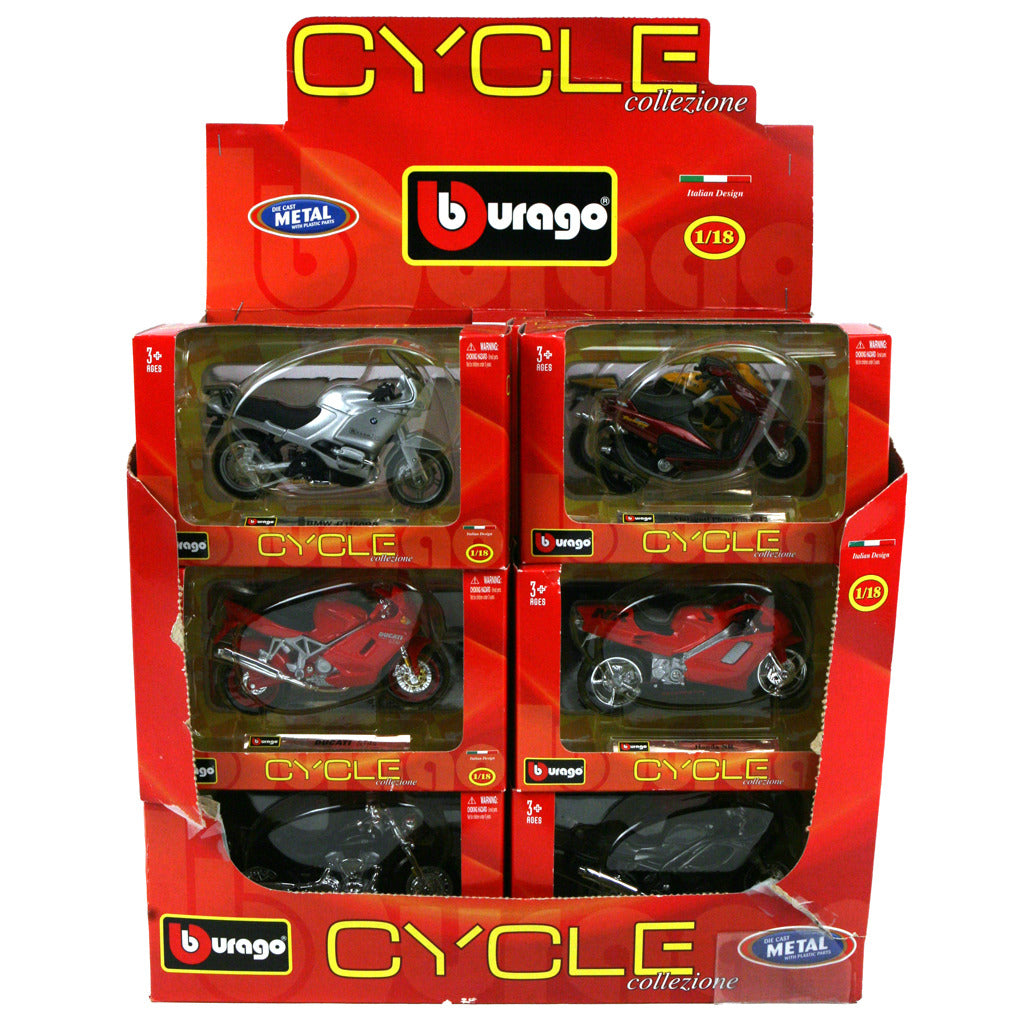 Bburago 1:18 Cycle Assorted Display 18 Pieces