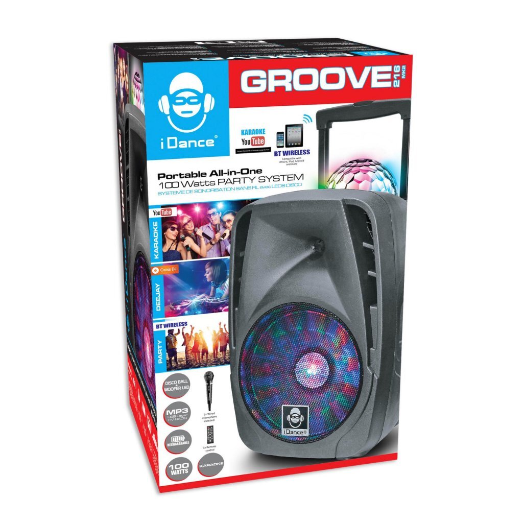 IDance Groove Boombox 216 with Wheels and Light, Black