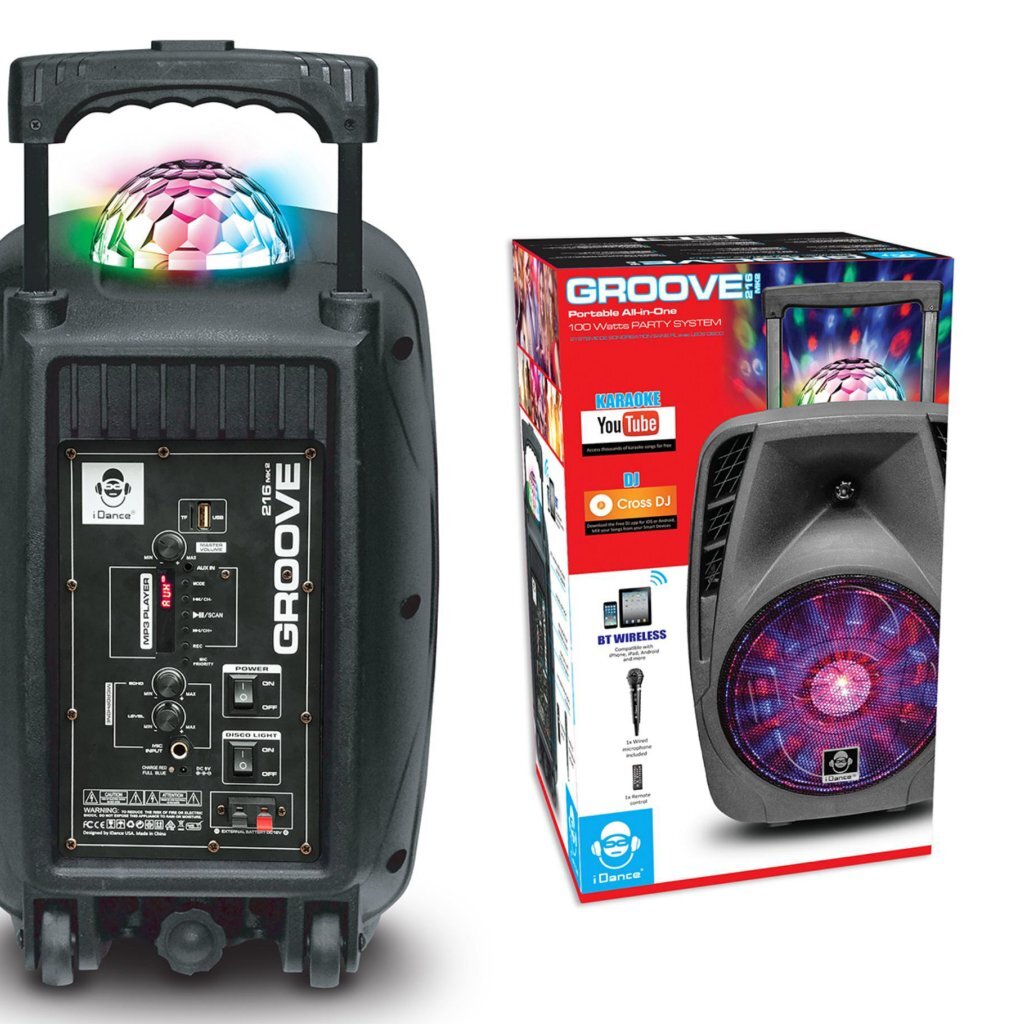 IDance Groove Boombox 216 with Wheels and Light, Black