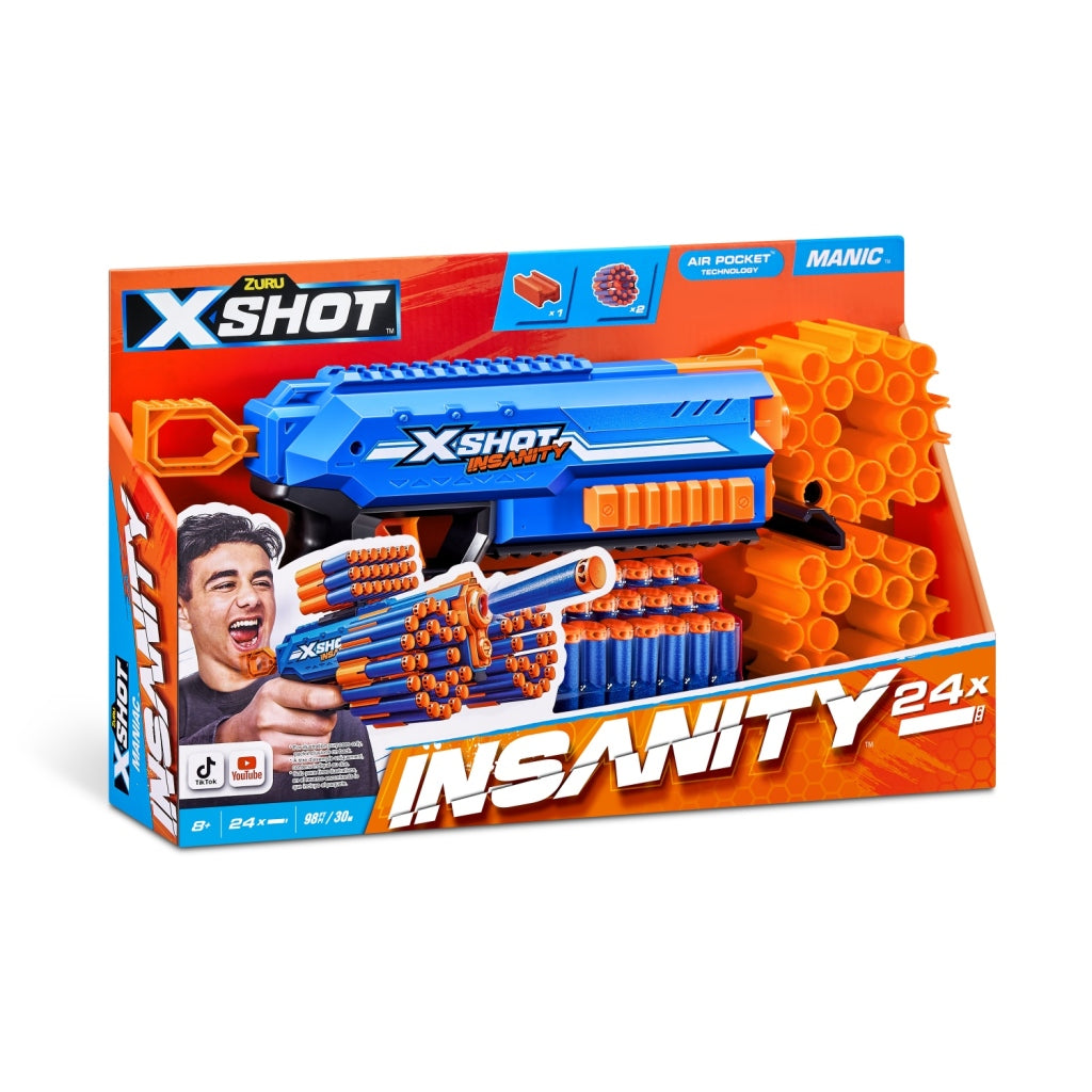 Zuru X-Shot Insanity Manic Blaster with 24 Darts - Suitable for Ages 8+