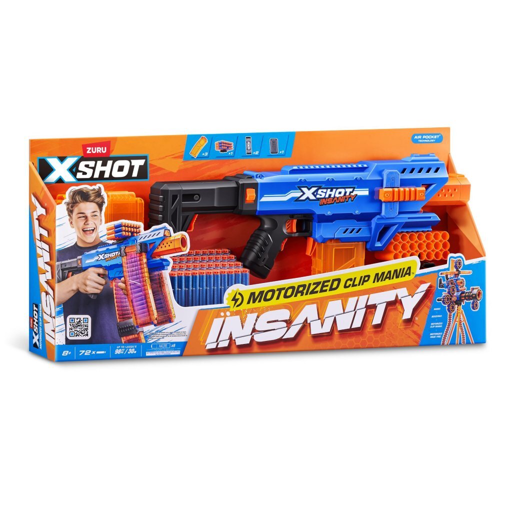 Zuru X-Shot Insanity Clip Blaster + 72 Darts - Ages 8+