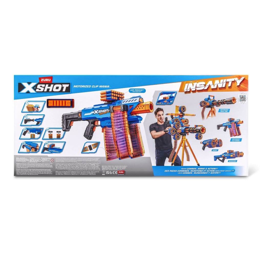 Zuru X-Shot Insanity Clip Blaster + 72 Darts - Ages 8+