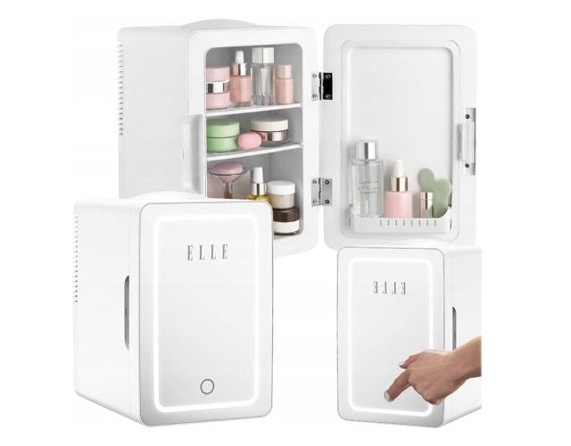Mini fridge with LED make-up mirror ELLE 4L white afbeelding 1