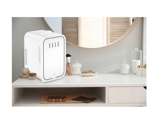 ELLE 8L mini fridge with LED make-up mirror  white afbeelding 5