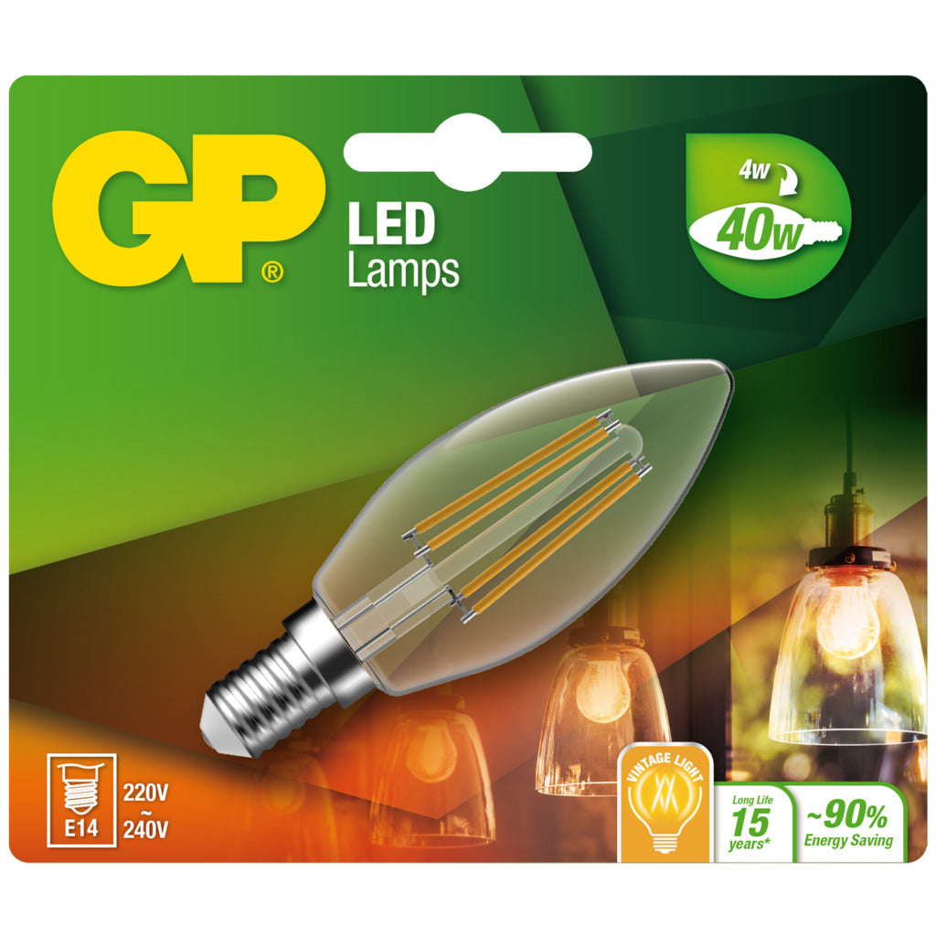 GP LED Mini Candle Filament 4W E14 Warm White Fila.4w