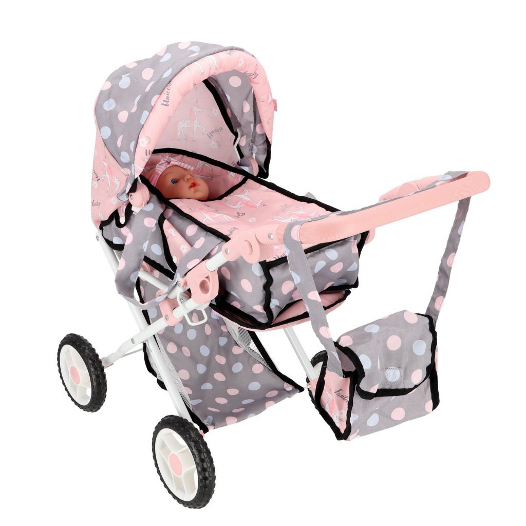 2-in-1 Doll Stroller 66.5x37x69 cm Grey/Pink