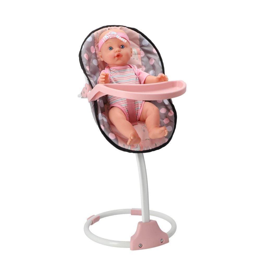 3-in-1 Doll Chair Grey/Pink - Innovative Highchair and Swing 42x40x40