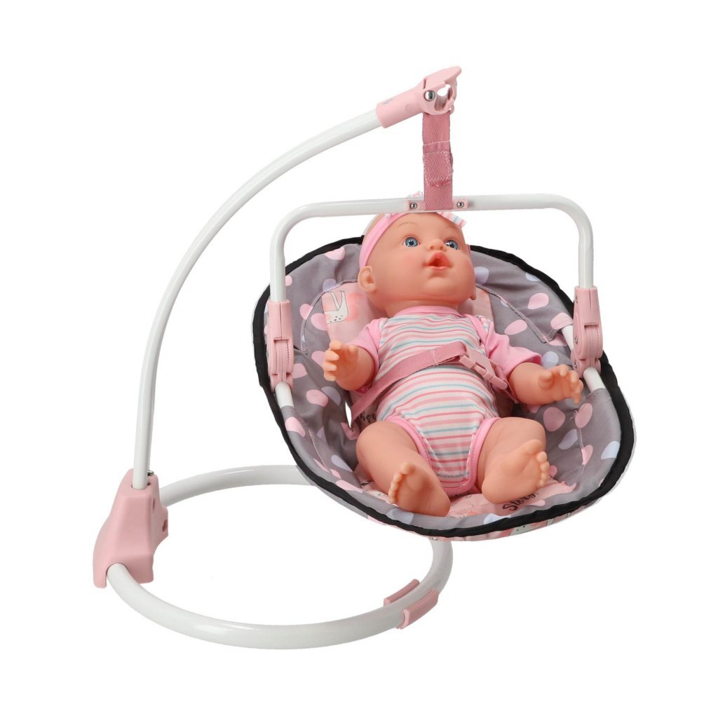 3-in-1 Doll Chair Grey/Pink - Innovative Highchair and Swing 42x40x40