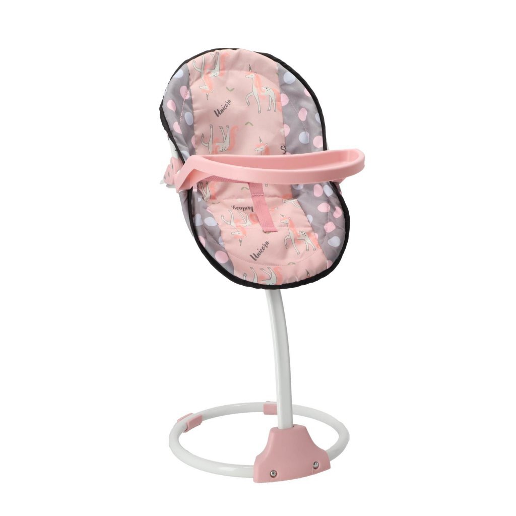3-in-1 Doll Chair Grey/Pink - Innovative Highchair and Swing 42x40x40