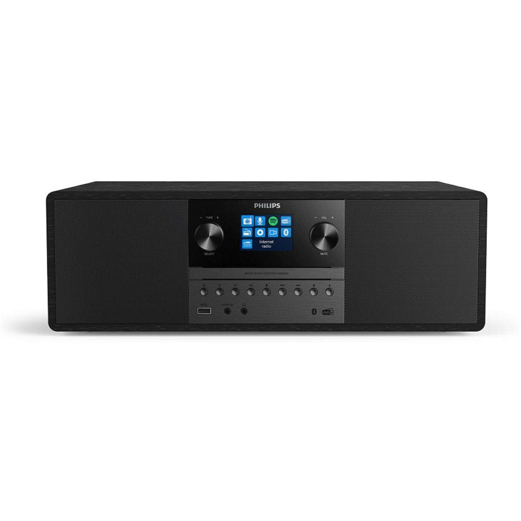 Philips Micro System with Internet Radio, Bluetooth, and CD Player - Black/Wood - Model TAM6805/10