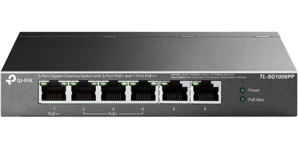 TP-Link 6-Port Gigabit Desktop Switch with 3-Port PoE+ and 1-Port PoE++ afbeelding 1