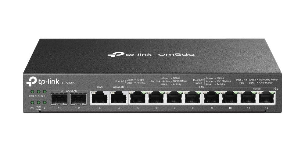 TP-LINK ER7212PC 3-in-1 Gigabit VPN Router 2x 1GE SFP WAN/LAN 1x 1GE WAN 1x 1GE WAN/LAN 8x 1GE RJ45 (ER7212PC) - 4897098688717 - image 1