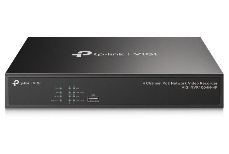 TP-Link VIGI NVR1004H-4P - 4 Kanäle - 3840 x 2160 Pixel - 720p - 1080p - 2160p - 3840x2160,1920x1080 - 1680x1050 - 1440x900 - 1280x1024 - 1024x768 - 1280x720 - 1280x720@60fps - 1920x1080@60fps - 3840x2160@30fps - H.264 - H.264+ - H.265 - H. afbeelding 1