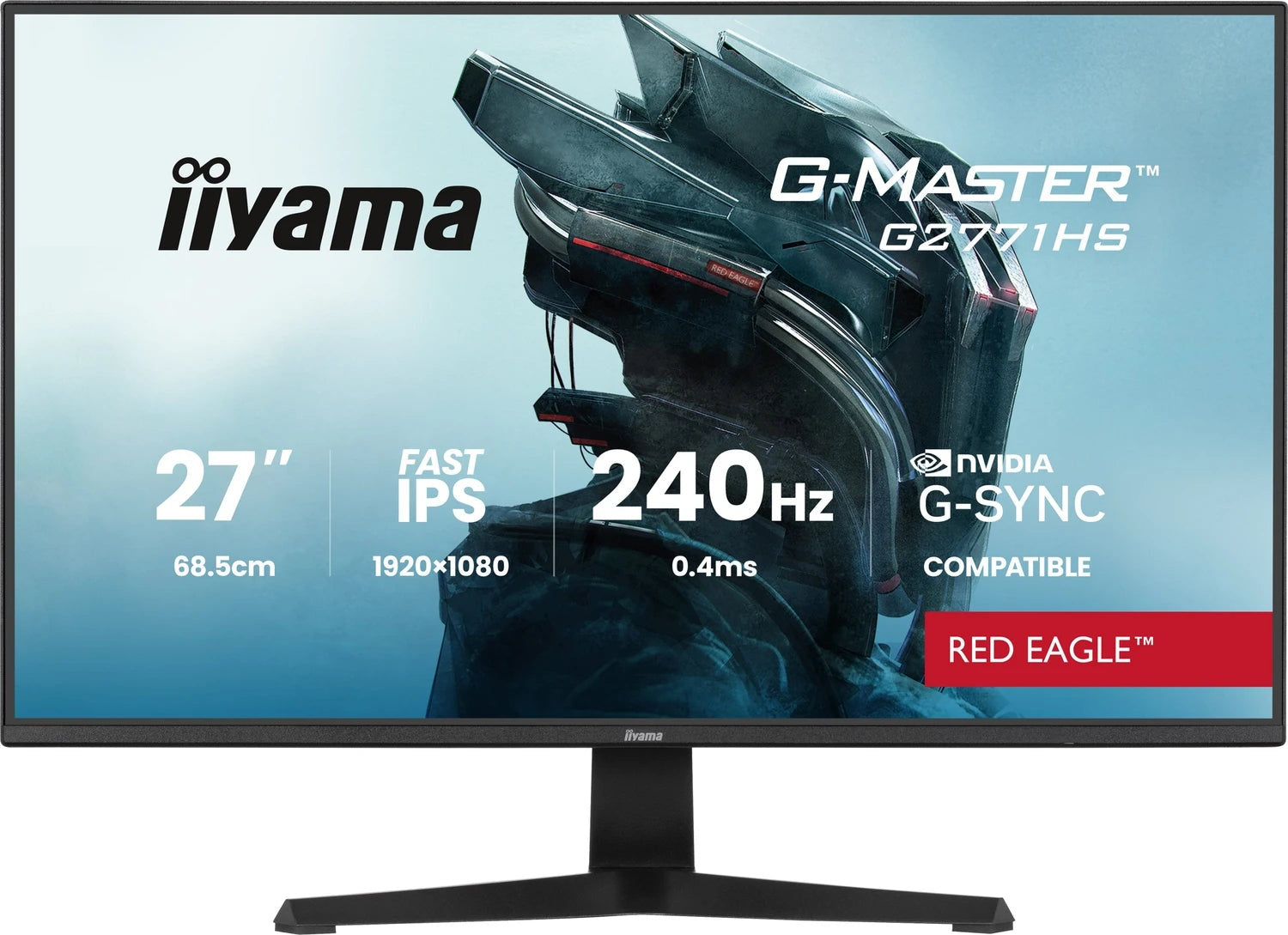 Iiyama G-Master G2771HS-B1 Red Eagle Gaming-Monitor (68.6 cm (27 Zoll), schwarz (matt), FullHD, Fast-IPS, HDMI, DP, G-Sync komp., 240Hz Panel (G2771HS-B1) - 4948570126491 - afbeelding 1