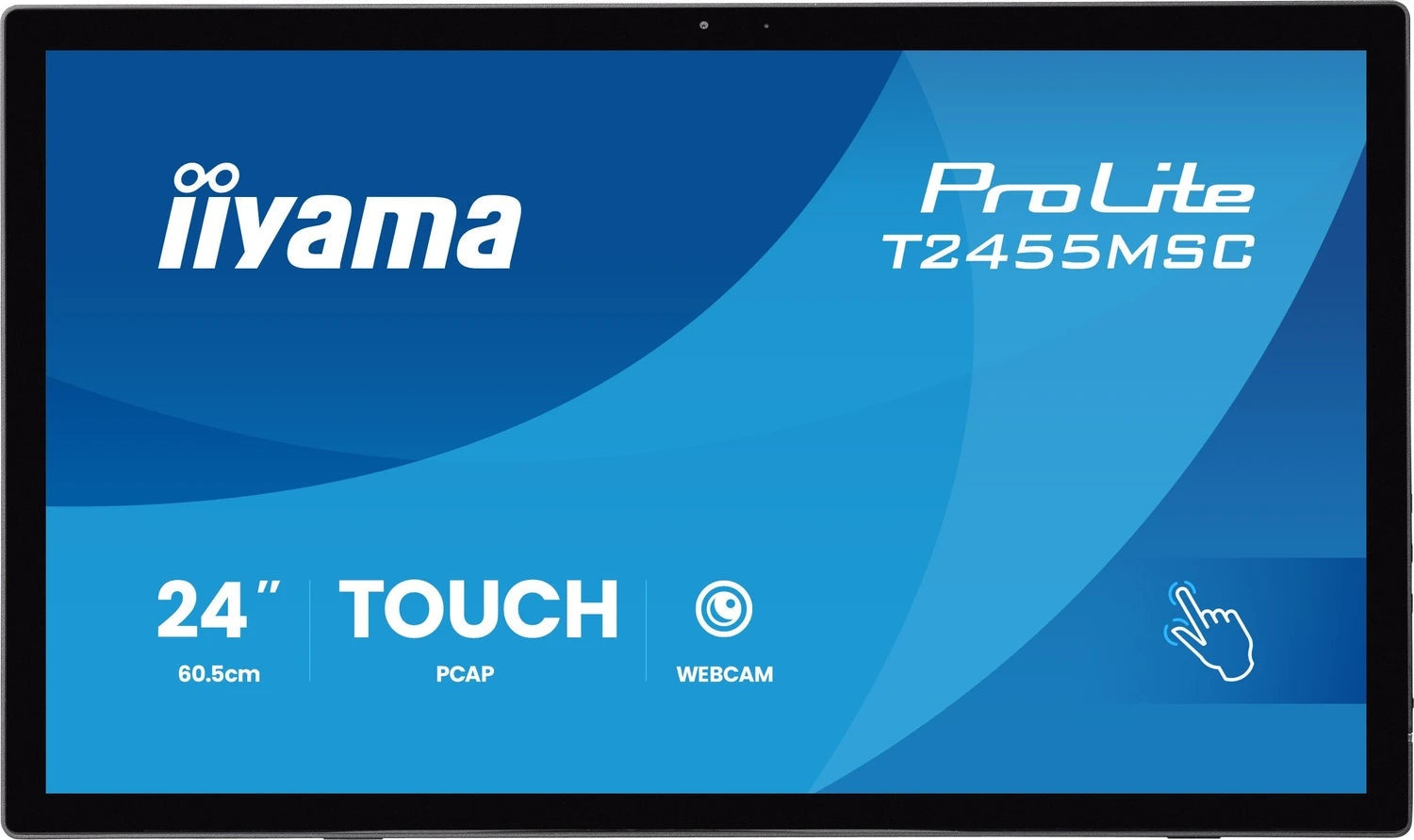 iiyama 24" Bonded PCAP 10P Touch, 1920x1080, IPS-panel, Edge-to-Edge-Glas, HDMI, Displayport, 360cd/m² (with touch), USB-Hub (2x 3.2), Speakers, Built-in Webcam & Microphone, Bookstand (T2455MSC-B2) - 4948570127283 - afbeelding 1