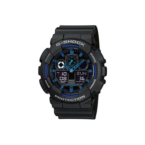 Casio Armbanduhr GA-100-1A2ER (B x H) 51.20 mm x 55 mm Blau, Schwarz Gehäusematerial=Kunstharz Material (Armband)=Kunstharz Ca (GA-100-1A2ER) afbeelding 1