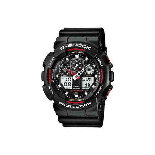 Casio Armbanduhr GA-100-1A4ER (B x H) 51.20 mm x 55 mm Schwarz, Rot Gehäusematerial=Kunstharz Material (Armband)=Kunstharz Cas (GA-100-1A4ER) afbeelding 1