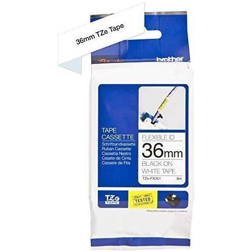 Brother P-touch TZEFX261 white/black (8m x 36mm) (TZEFX26) afbeelding 1