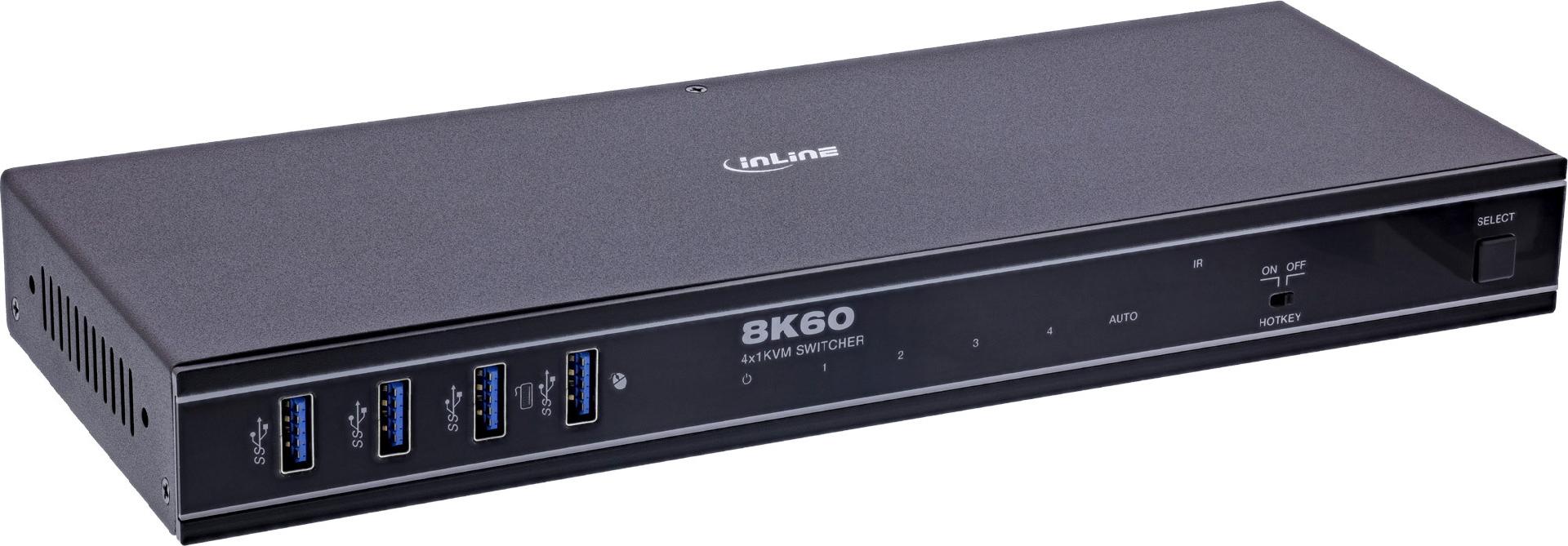 InLine 4-Port KVM Switch - HDMI - 8K@60Hz - USB 3.2 with IR & RS-232 (57885D) 4-fach