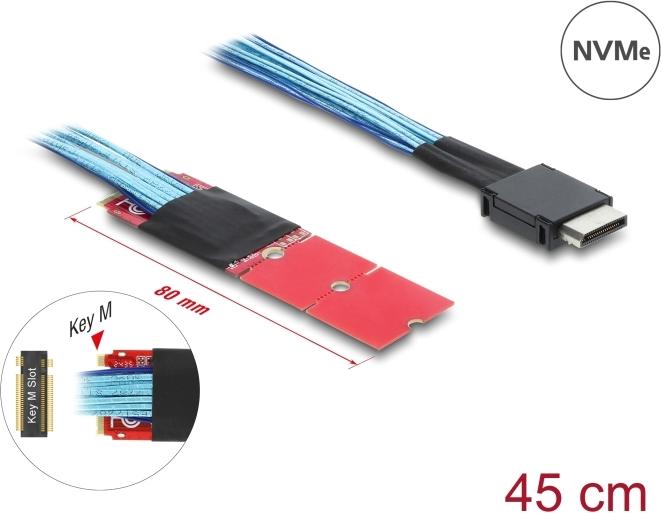 Delock M.2 Key M to 1 x OCuLink SFF-8611 Converter 45 cm Cable 64360