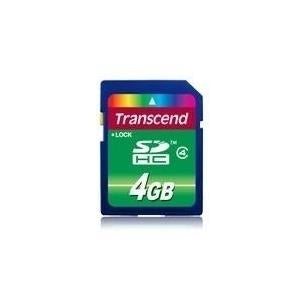 Transcend - Flash Memory Card - 4GB - Class 4 - SDHC (TS4GSDHC4)
