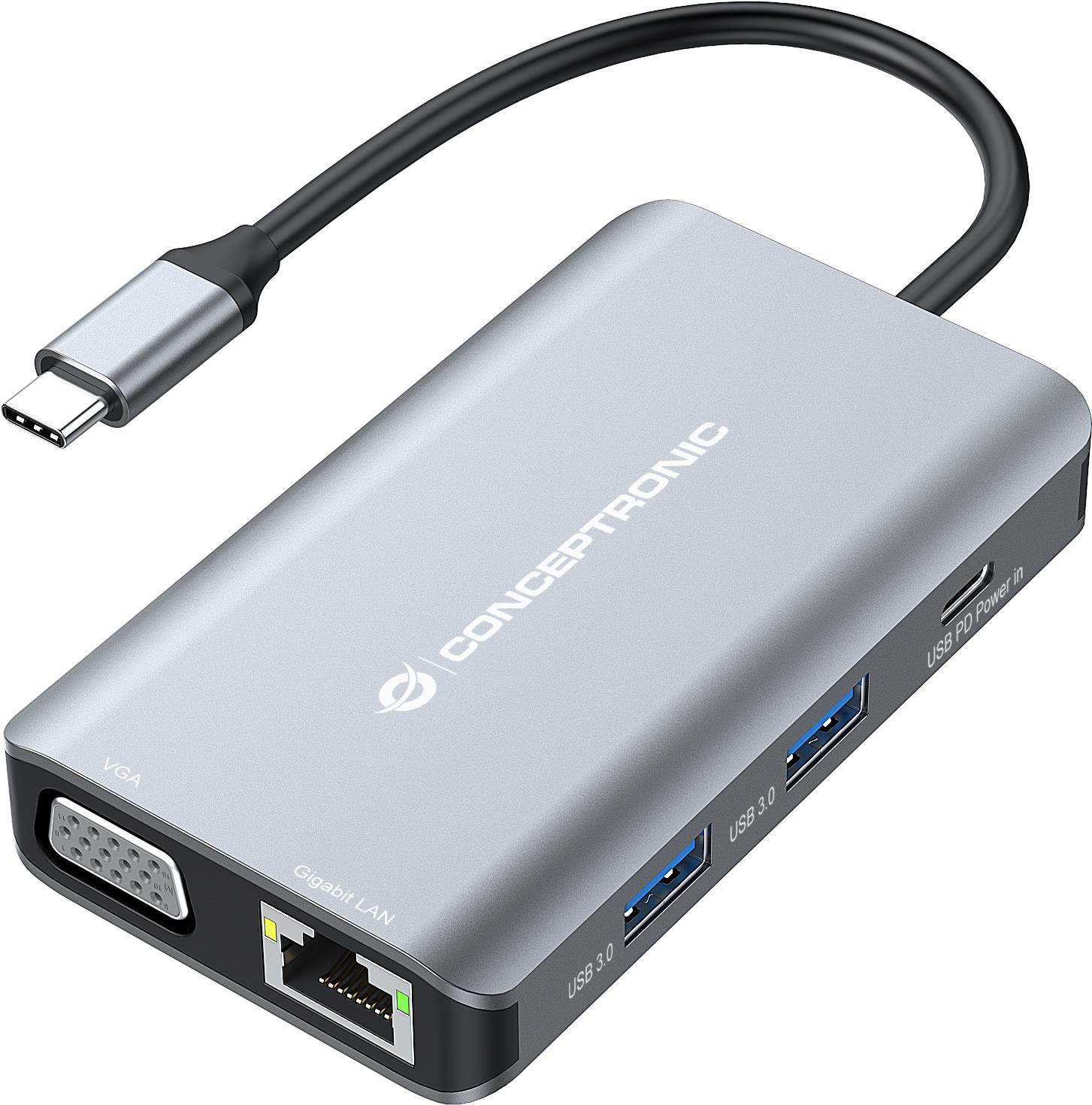 Conceptronic DONN21G Notebook Docking Station Wired USB 3.2 Gen 1 Type-C Grey (DONN21G)