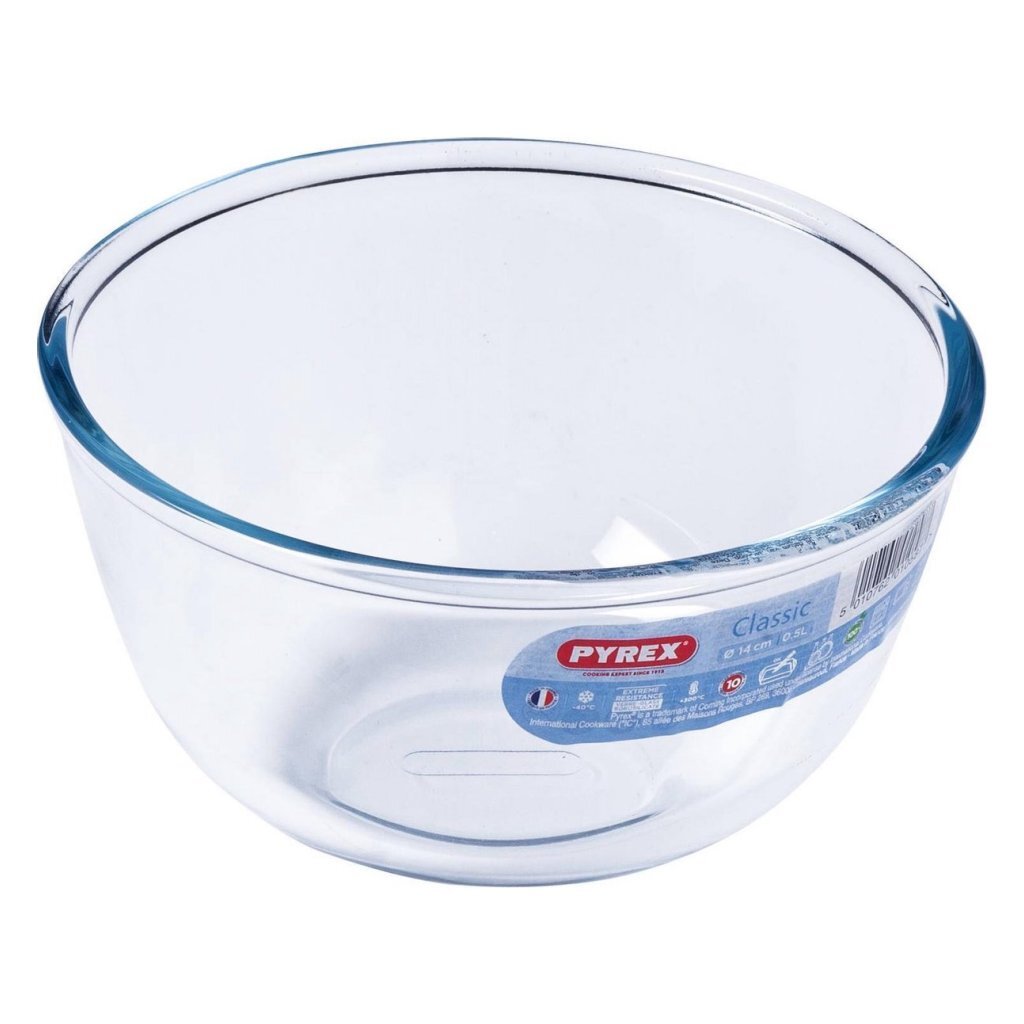 Pyrex Glass Mixing Bowl 14x6 cm 500 ml - Clear - Durable and Stain Resistant