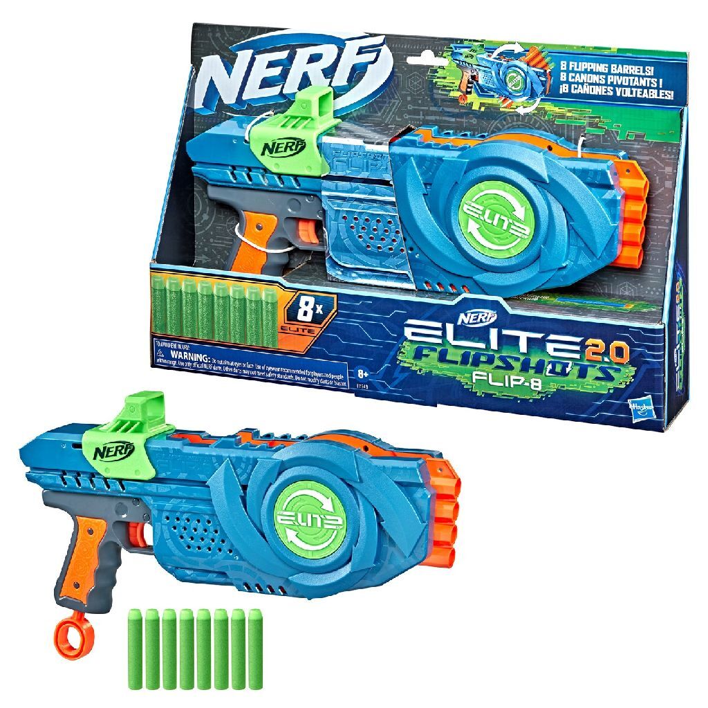 Nerf Elite 2.0 Flip 8 Blaster - 8-Barrel Dart Blaster - Manual Action
