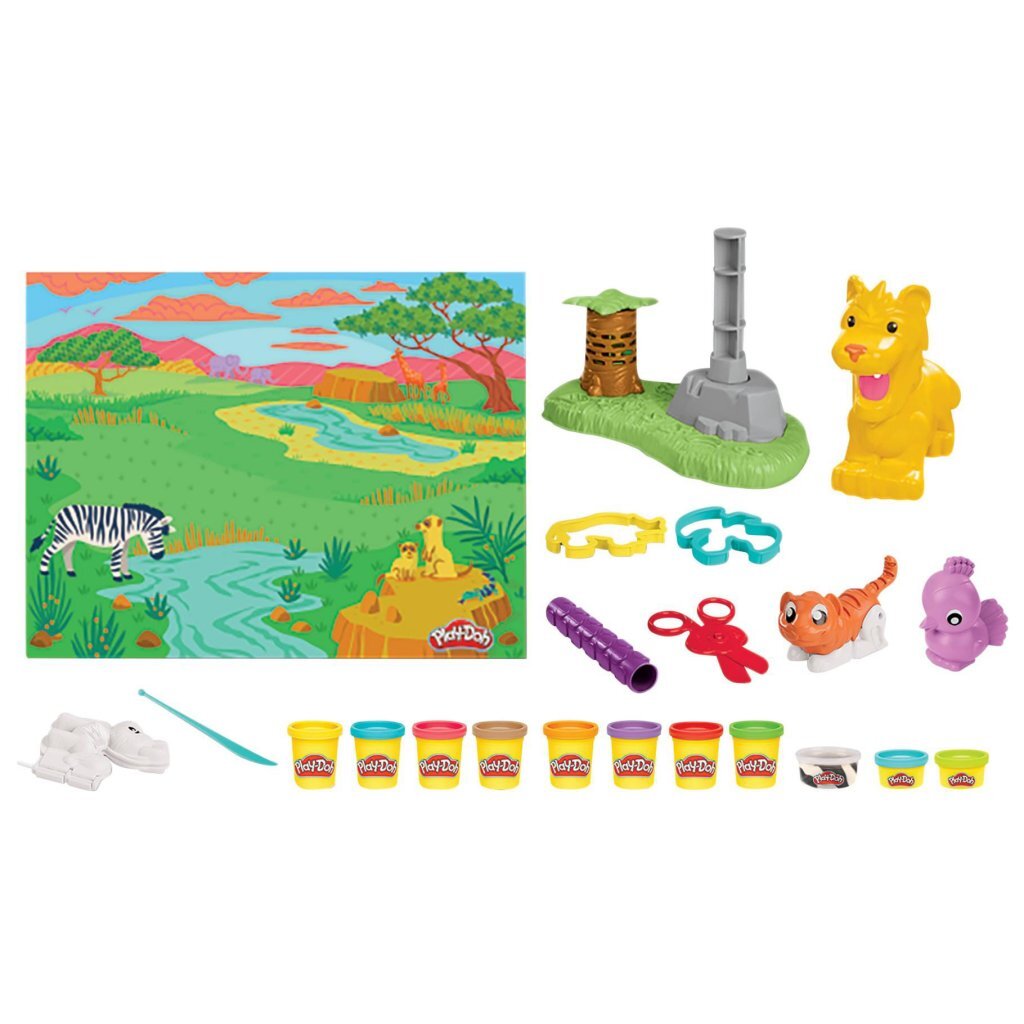 Play-Doh Lion Playset - Craft Set with 11 Pots of Clay - Suitable for Ages 3+