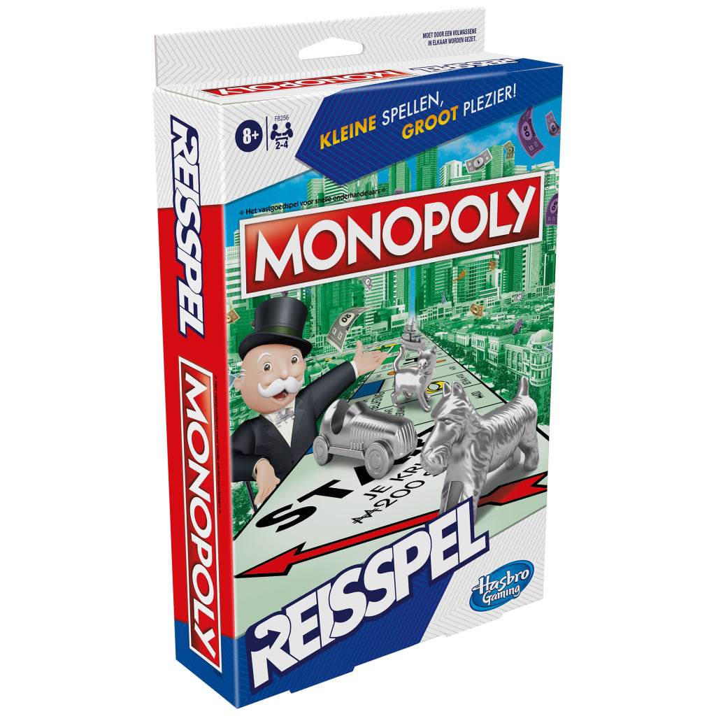 Hasbro Gaming Monopoly Travel Edition Portable Game for 2-4 Players Ages 8+ - Dutch Version