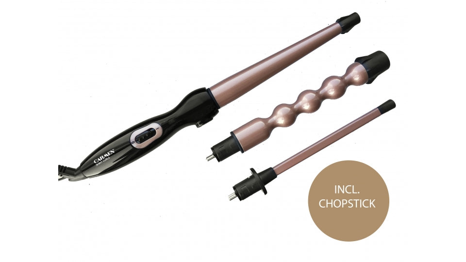 Carmen CT6525 Shiny Curls Curling Iron with 3 Attachments