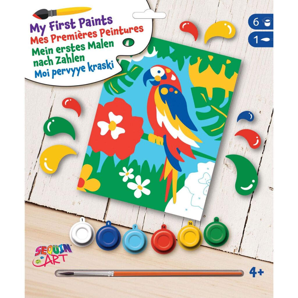 Sequin Art Paint by Numbers Parrot - 6 Colors - Suitable for Ages 4+