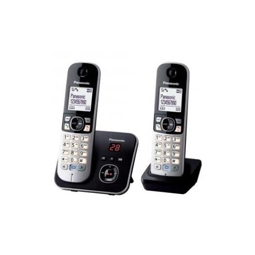 Panasonic KX TG6822 - Schnurlostelefon - Anrufbeantworter mit Rufnummernanzeige - DECT - Schwarz + zusätzliches Handset (KX-TG6822GB) afbeelding 1
