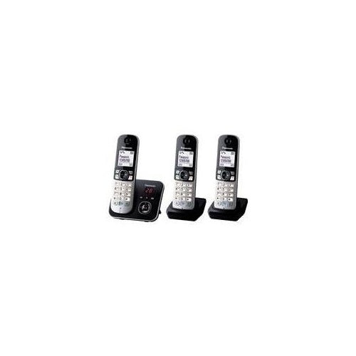 Panasonic KX TG6823 - Schnurlostelefon - Anrufbeantworter mit Rufnummernanzeige - DECT - Schwarz + 2 zusätzliche Handsets (KX-TG6823GB) afbeelding 1