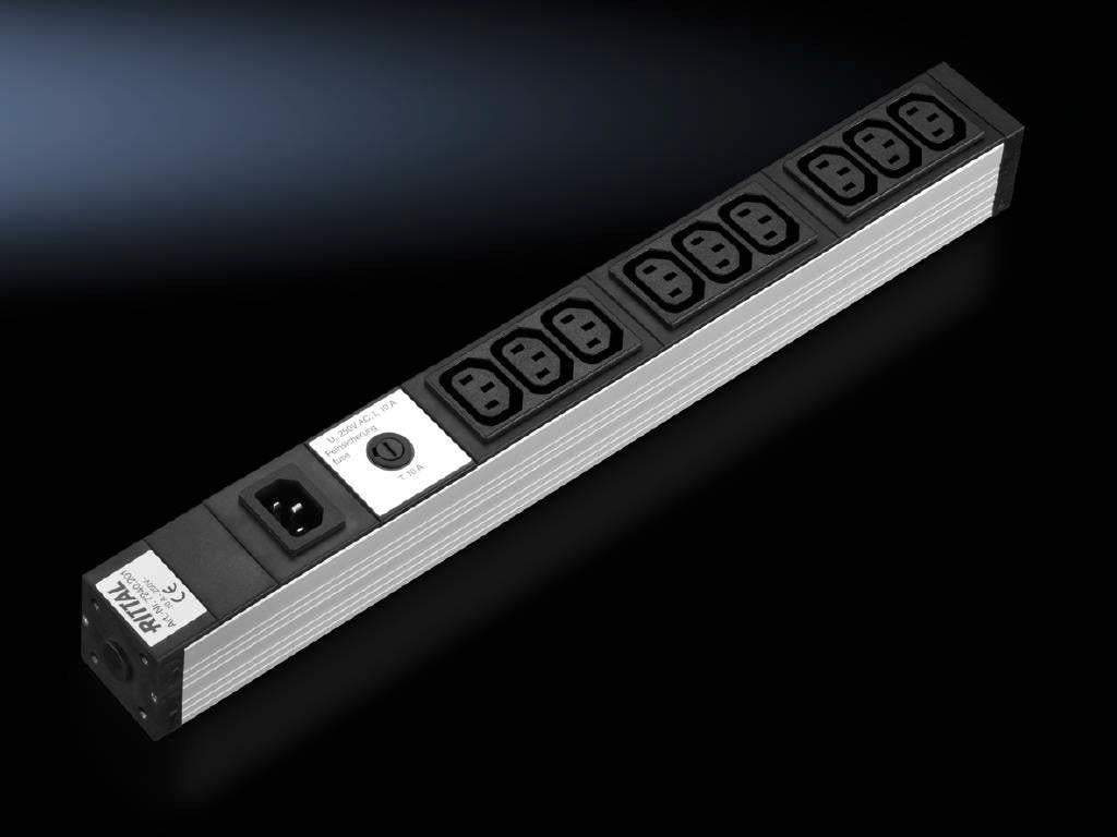 Rittal Power Strip - 9 Output Sockets - Rack-Mountable - 1U - 2 m - Model 7240.201
