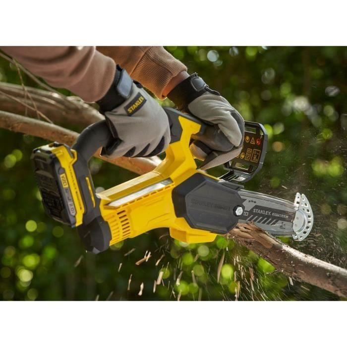 Scie d'élagage sans fil + batterie 2Ah + chargeur - Stanley Fatmax - SFMCPS415D1-QW - 18V - chaîne 15cm afbeelding 5
